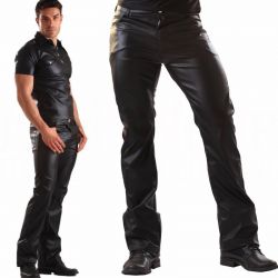 Leatherlook jeans model 501 voorzijde
